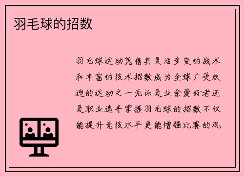 羽毛球的招数